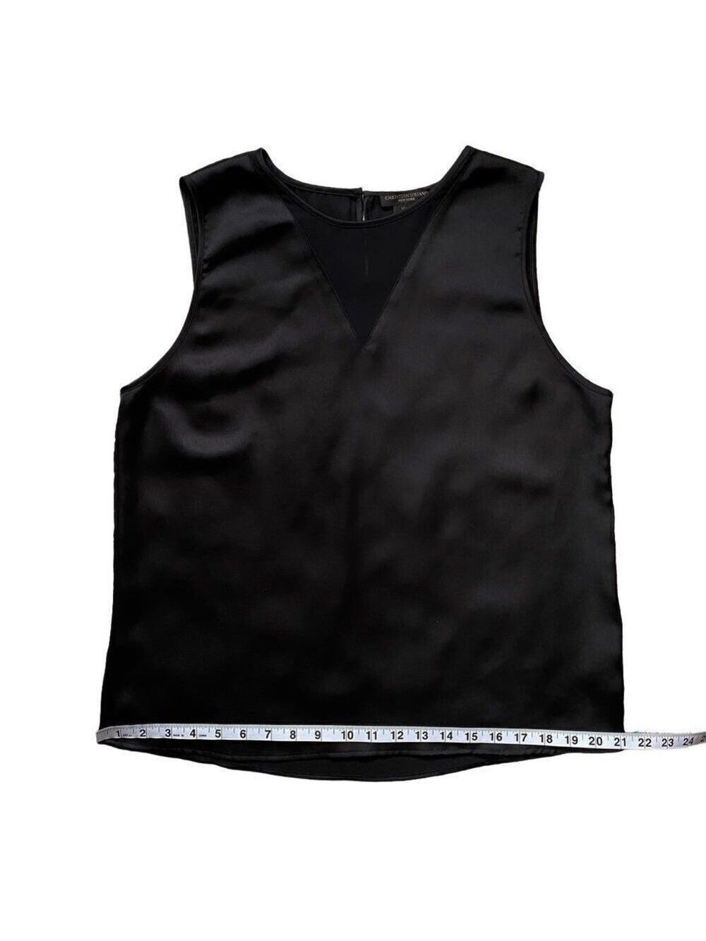 Christian Siriano Sheer V Neck Women's Large Black Sleeveless Blouse Top - Picture 10 of 10